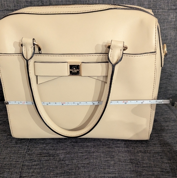 Kate Spade Holly Street Ashton Satchel Beige Bow Leather Handbag Top Handle - Picture 11 of 12